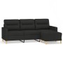 Sofá de 3 plazas con taburete de tela negro 180 cm de , Sofás - Ref: Foro24-3201077, Precio: 368,54 €, Descuento: %