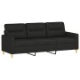 Sofá de 3 plazas con taburete de tela negro 180 cm de , Sofás - Ref: Foro24-3201077, Precio: 368,54 €, Descuento: %