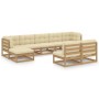 Set de muebles de jardín 9 pzs cojines madera pino marrón miel de , Conjuntos de jardín - Ref: Foro24-3077137, Precio: 893,94...