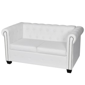 Chesterfield 2-seater sofa white synthetic leather by vidaXL, Sofas - Ref: Foro24-242371, Price: 409,52 €, Discount: %