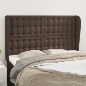 Headboard with brown synthetic leather ears 147x23x118/128 cm by , Headboards and footboards - Ref: Foro24-3118049, Price: 12...