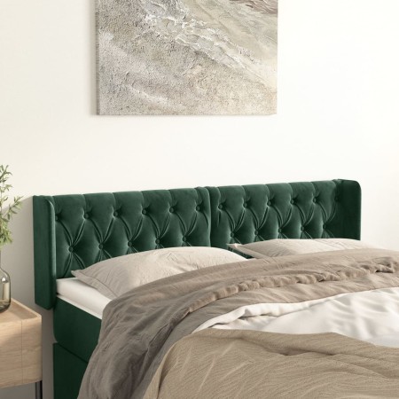 Cabecero de terciopelo verde oscuro 147x16x78/88 cm de , Cabeceros y pies de cama - Ref: Foro24-3119155, Precio: 83,62 €, Des...