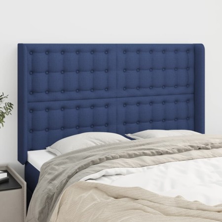 Cabecero con orejas de tela azul 147x16x118/128 cm de , Cabeceros y pies de cama - Ref: Foro24-3120018, Precio: 125,99 €, Des...