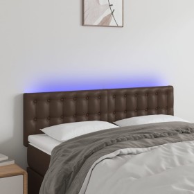 Headboard with LED brown synthetic leather 144x5x78/88 cm by , Headboards and footboards - Ref: Foro24-3121705, Price: 67,99 ...