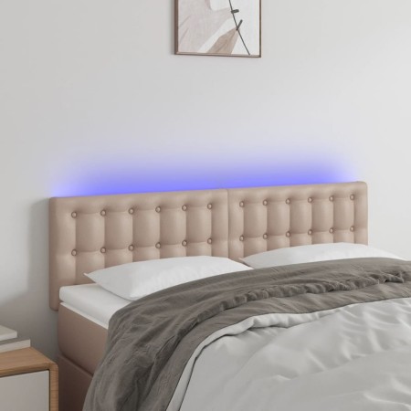 Headboard with LED synthetic leather cappuccino color 144x5x78/88 cm by , Headboards and footboards - Ref: Foro24-3121707, Pr...