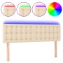 Cabecero con LED de tela color crema 144x5x78/88 cm de , Cabeceros y pies de cama - Ref: Foro24-3122049, Precio: 65,57 €, Des...