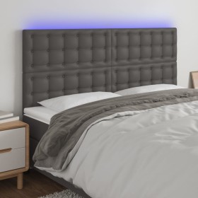 Headboard with LED lights gray synthetic leather 160x5x118/128 cm by , Headboards and footboards - Ref: Foro24-3122524, Price...