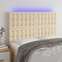 Cabecero con luces LED tela crema 144x5x118/128 cm de , Cabeceros y pies de cama - Ref: Foro24-3122861, Precio: 121,25 €, Des...