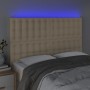 Headboard with LED lights cream fabric 144x5x118/128 cm by , Headboards and footboards - Ref: Foro24-3122861, Price: 121,21 €...