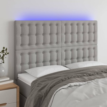 Headboard with LED lights light gray fabric 144x5x118/128 cm by , Headboards and footboards - Ref: Foro24-3122856, Price: 125...