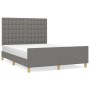 Bed frame with headboard in dark gray fabric 140x200 cm by , Beds and slatted bases - Ref: Foro24-3125382, Price: 234,57 €, D...