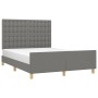 Bed frame with headboard in dark gray fabric 140x200 cm by , Beds and slatted bases - Ref: Foro24-3125382, Price: 234,57 €, D...