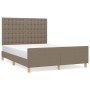 Bed frame with headboard in taupe gray fabric 140x190 cm by , Beds and slatted bases - Ref: Foro24-3125377, Price: 222,77 €, ...