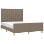 Bed frame with headboard in taupe gray fabric 140x190 cm by , Beds and slatted bases - Ref: Foro24-3125377, Price: 222,77 €, ...