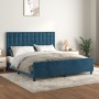 Estructura cama con cabecero terciopelo azul oscuro 160x200 cm de , Camas y somieres - Ref: Foro24-3126011, Precio: 257,62 €,...