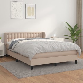 Box spring bed with cappuccino synthetic leather mattress 140x200cm by , Beds and slatted bases - Ref: Foro24-3127318, Price:...