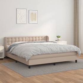 Cama box spring con colchón cuero sintético capuchino 160x200cm de , Camas y somieres - Ref: Foro24-3127324, Precio: 528,99 €...