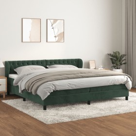 Cama box spring con colchón terciopelo verde oscuro 200x200 cm de , Camas y somieres - Ref: Foro24-3127694, Precio: 622,12 €,...