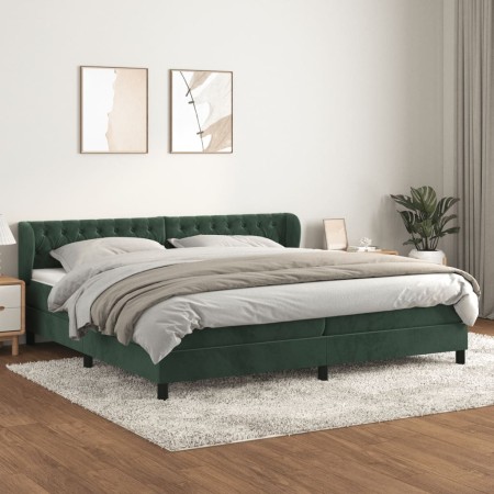 Box spring bed with dark green velvet mattress 200x200 cm by , Beds and slatted bases - Ref: Foro24-3127694, Price: 606,67 €,...