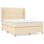 Cama box spring con colchón tela color crema 140x190 cm de , Camas y somieres - Ref: Foro24-3128842, Precio: 539,73 €, Descue...