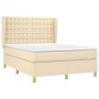 Cama box spring con colchón tela color crema 140x190 cm de , Camas y somieres - Ref: Foro24-3128842, Precio: 539,73 €, Descue...