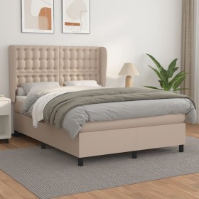 Cama box spring con colchón cuero sintético capuchino 140x200cm de , Camas y somieres - Ref: Foro24-3129038, Precio: 568,52 €...