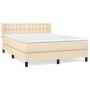 Box spring bed with cream fabric mattress 140x190 cm by , Beds and slatted bases - Ref: Foro24-3130030, Price: 464,74 €, Disc...