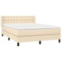 Cama box spring con colchón tela color crema 140x190 cm de , Camas y somieres - Ref: Foro24-3130030, Precio: 464,74 €, Descue...