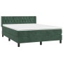 Cama box spring con colchón terciopelo verde oscuro 140x190 cm de , Camas y somieres - Ref: Foro24-3131138, Precio: 451,02 €,...