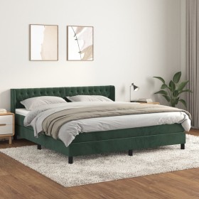 Cama box spring con colchón terciopelo verde oscuro 160x200 cm de , Camas y somieres - Ref: Foro24-3131150, Precio: 494,99 €,...