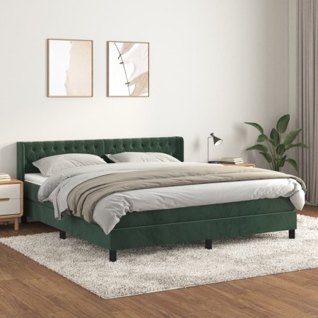 Box spring bed with dark green velvet mattress 160x200 cm by , Beds and slatted bases - Ref: Foro24-3131150, Price: 494,50 €,...