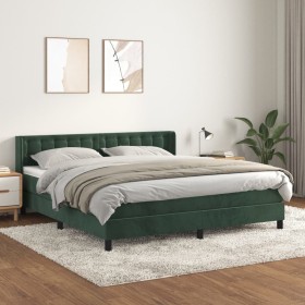 Cama box spring con colchón terciopelo verde oscuro 180x200 cm de , Camas y somieres - Ref: Foro24-3131216, Precio: 551,95 €,...