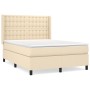 Cama box spring con colchón tela color crema 140x200 cm de , Camas y somieres - Ref: Foro24-3131758, Precio: 493,99 €, Descue...