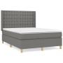 Box spring bed with dark gray fabric mattress 140x190 cm by , Beds and slatted bases - Ref: Foro24-3132306, Price: 530,43 €, ...