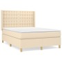 Cama box spring con colchón tela color crema 140x190 cm de , Camas y somieres - Ref: Foro24-3132310, Precio: 533,23 €, Descue...