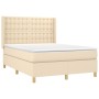 Cama box spring con colchón tela color crema 140x190 cm de , Camas y somieres - Ref: Foro24-3132310, Precio: 533,23 €, Descue...