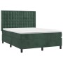 Cama box spring con colchón terciopelo verde oscuro 140x190 cm de , Camas y somieres - Ref: Foro24-3132918, Precio: 488,99 €,...