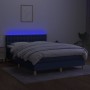 Box spring bed mattress and LED lights blue fabric 140x190 cm by , Beds and slatted bases - Ref: Foro24-3134035, Price: 418,9...