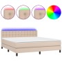 Cama box spring colchón LED cuero sintético capuchino 160x200cm de , Camas y somieres - Ref: Foro24-3134236, Precio: 486,15 €...