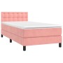 Box spring bed with mattress and LED pink velvet 90x190 cm by , Beds and slatted bases - Ref: Foro24-3134620, Price: 329,99 €...