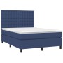 Cama box spring colchón y luces LED tela azul 140x190 cm de , Camas y somieres - Ref: Foro24-3135195, Precio: 529,01 €, Descu...