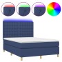 Cama box spring colchón y luces LED tela azul 140x200 cm de , Camas y somieres - Ref: Foro24-3135763, Precio: 528,23 €, Descu...