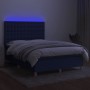 Box spring bed mattress and LED lights blue fabric 140x200 cm by , Beds and slatted bases - Ref: Foro24-3135763, Price: 530,1...