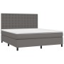 Cama box spring colchón y LED cuero sintético gris 160x200 cm de , Camas y somieres - Ref: Foro24-3135955, Precio: 573,53 €, ...