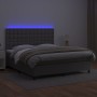 Box spring bed with mattress and LED gray synthetic leather 160x200 cm by , Beds and slatted bases - Ref: Foro24-3135955, Pri...