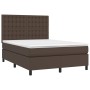 Cama box spring colchón y LED cuero sintético marrón 140x200 cm de , Camas y somieres - Ref: Foro24-3135948, Precio: 492,52 €...