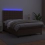 Cama box spring colchón y LED cuero sintético marrón 140x200 cm de , Camas y somieres - Ref: Foro24-3135948, Precio: 492,52 €...