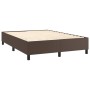 Cama box spring colchón y LED cuero sintético marrón 140x200 cm de , Camas y somieres - Ref: Foro24-3135948, Precio: 492,52 €...