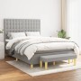 Cama box spring con colchón tela gris claro 140x190 cm de , Camas y somieres - Ref: Foro24-3137469, Precio: 547,96 €, Descuen...