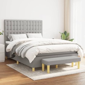 Box spring bed with light gray fabric mattress 140x190 cm by , Beds and slatted bases - Ref: Foro24-3137469, Price: 553,19 €,...